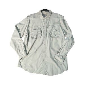 Mens Islamorada Flats By Quest Tan Fishing Shirt Sz Large Vented Nylon Shirt